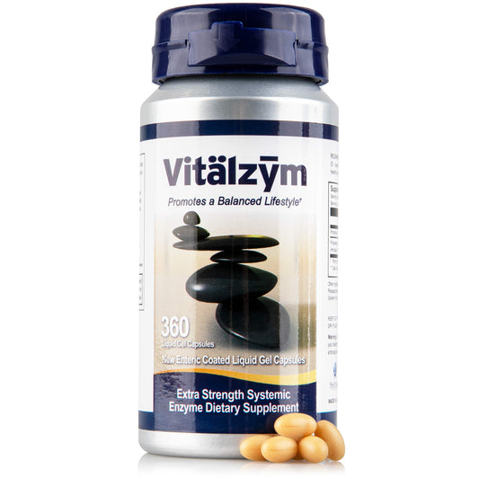 VITÄLZYM Serrapeptase Liquid Gel Capsule bottle close-up