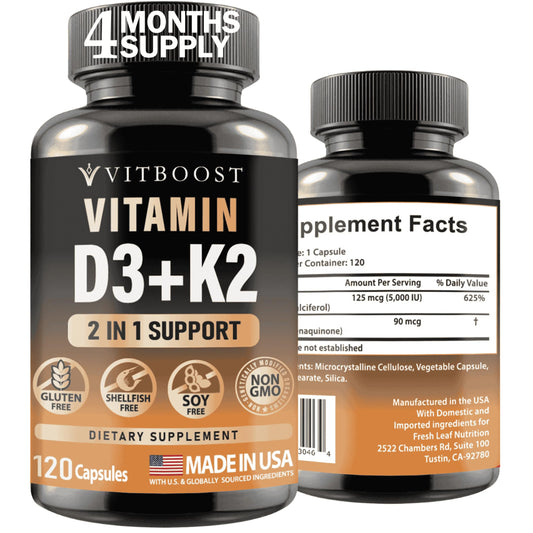 VITBOOST Vitamin D3 K2 Complex bottle - front view