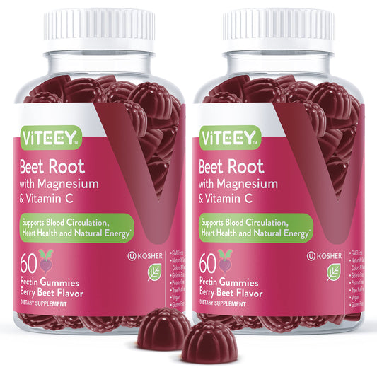 Viteey Beet Root Gummies bottle with berry flavor, 120-count