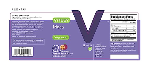 Close-up of passion fruit flavored maca gummy