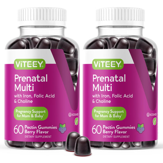 Viteey Prenatal Gummies berry flavor bottle – 120 count