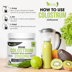 Close-up of fine texture of colostrum powder
