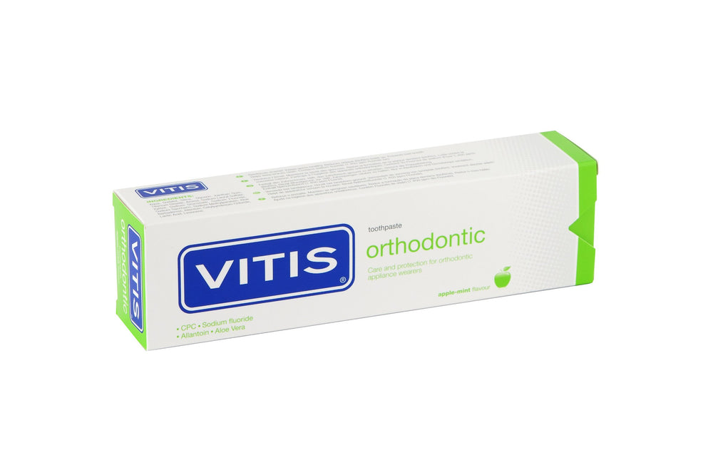 Close-up of Vitis Orthodontic Toothpaste 100ml for braces