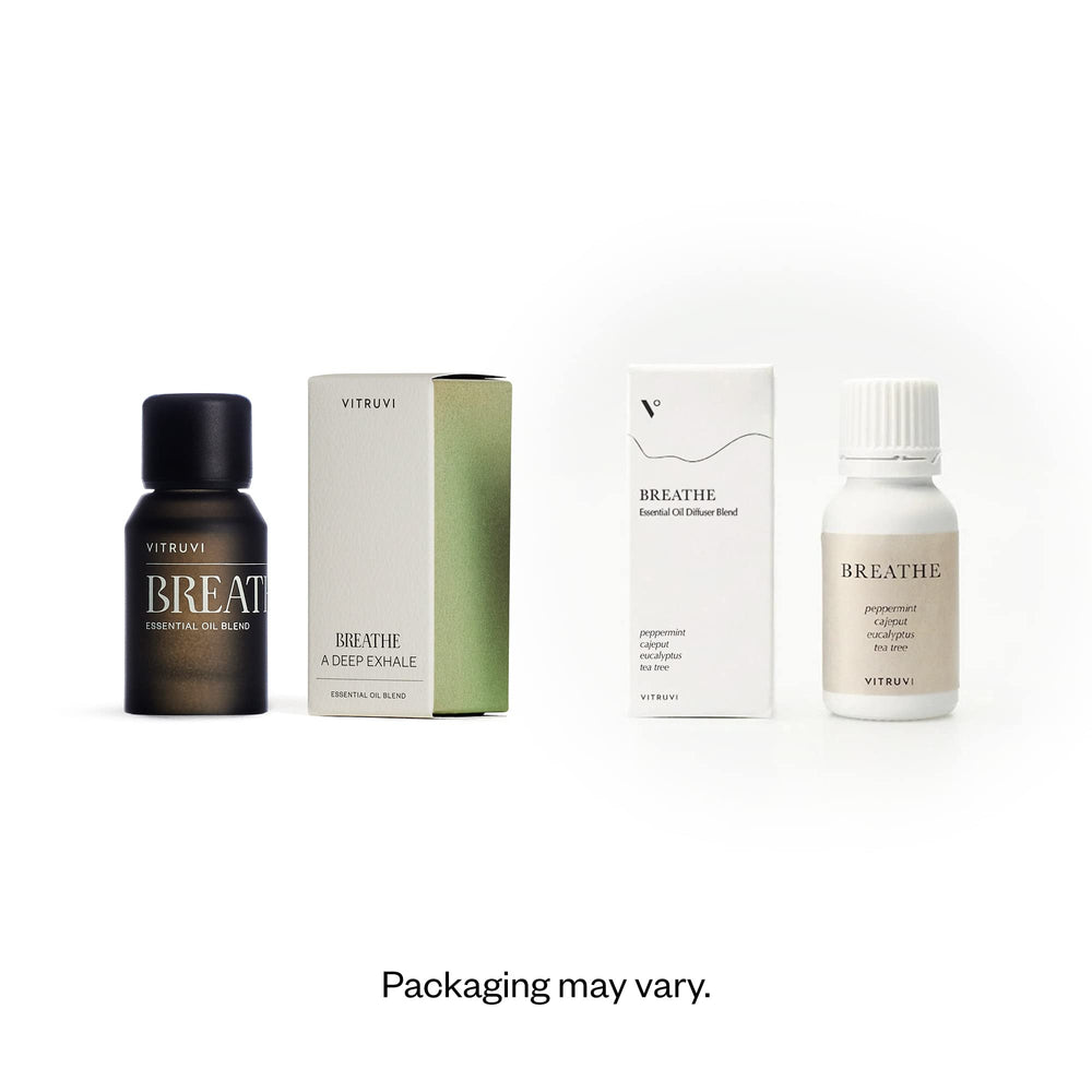 Minty and cooling scent of Vitruvi Breathe essential oil blend