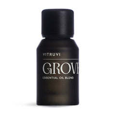 Vitruvi Grove grounding essential oil blend bottle front view (0.5 fl oz)