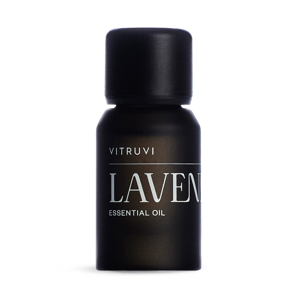 Vitruvi Organic Lavender Essential Oil bottle with dropper