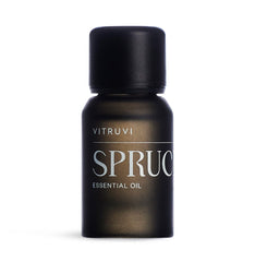 Vitruvi Spruce essential oil bottle front view, 10 ml