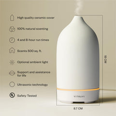 Stone Diffuser 90ml white ceramic with ambient LED light