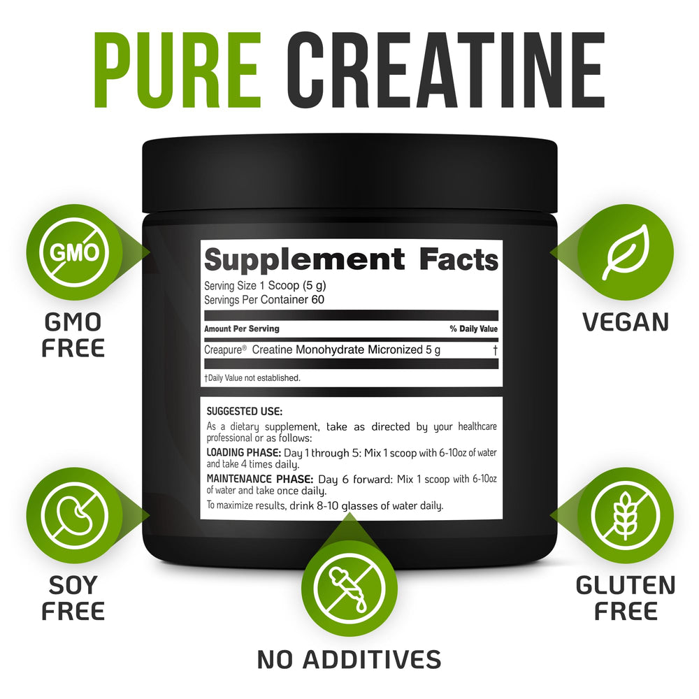 Pouring Creapure Creatine Monohydrate powder for workouts