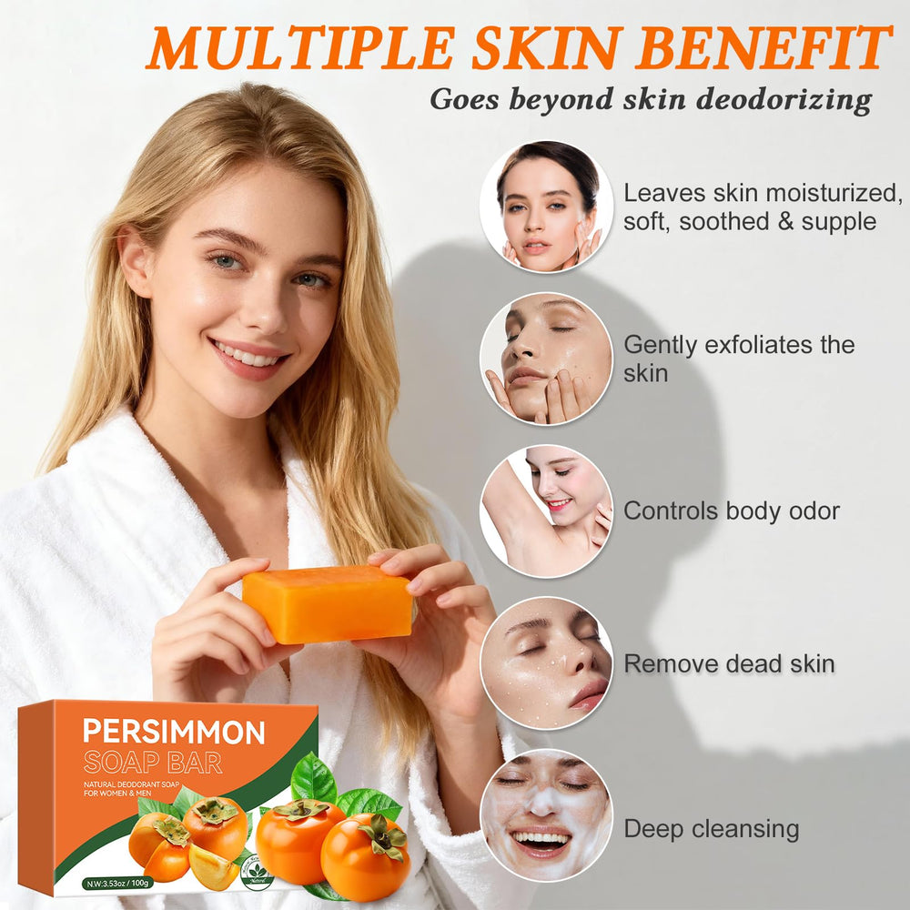 Viugex Persimmon Soap Bar lather close-up highlighting rich foam for cleansing.