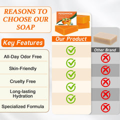 Viugex Persimmon Soap Bar in the shower promoting a refreshing cleanse.