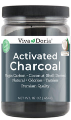 Viva Doria Virgin Activated Charcoal Powder coconut shell derived 16 oz jar