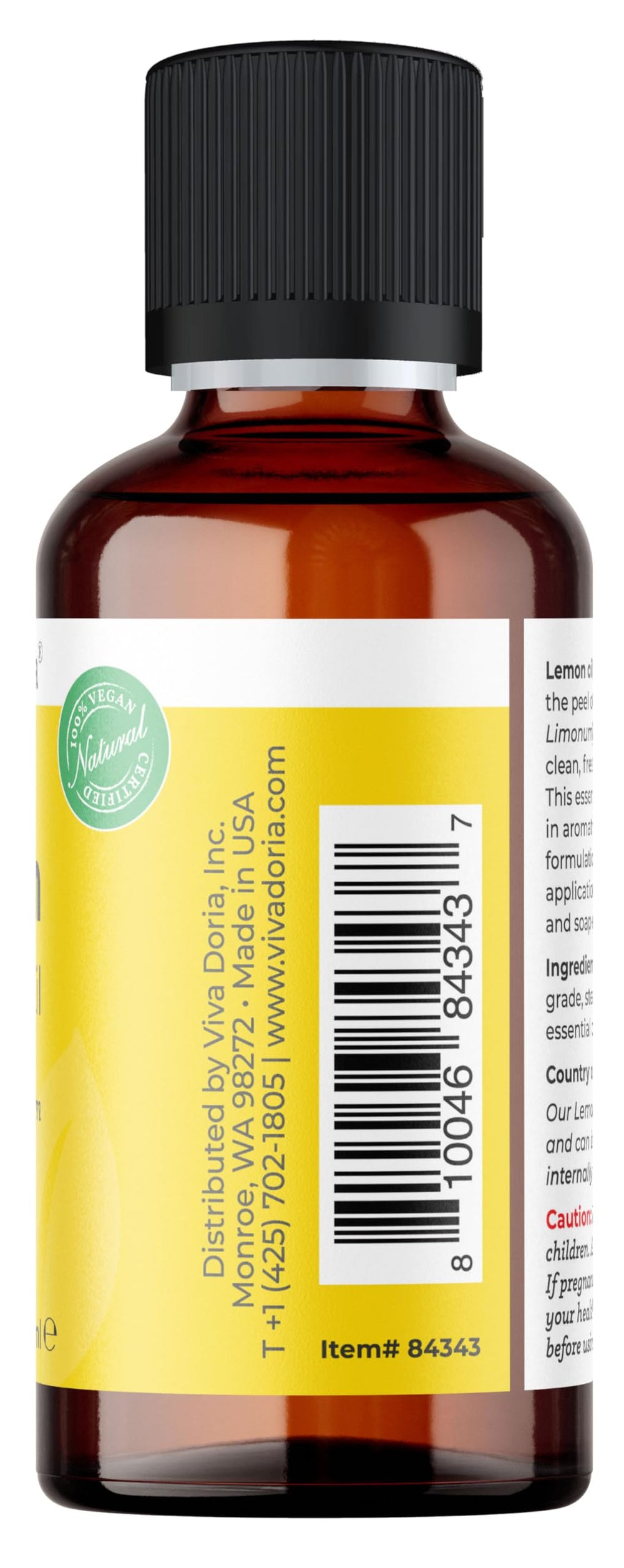 Packaging of Viva Doria Lemon Essential Oil