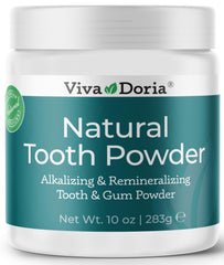 Viva Doria Natural Tooth Powder mint flavor in a 10 oz jar