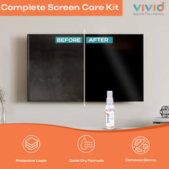Spraying the lens with myclean solution on eyeglasses