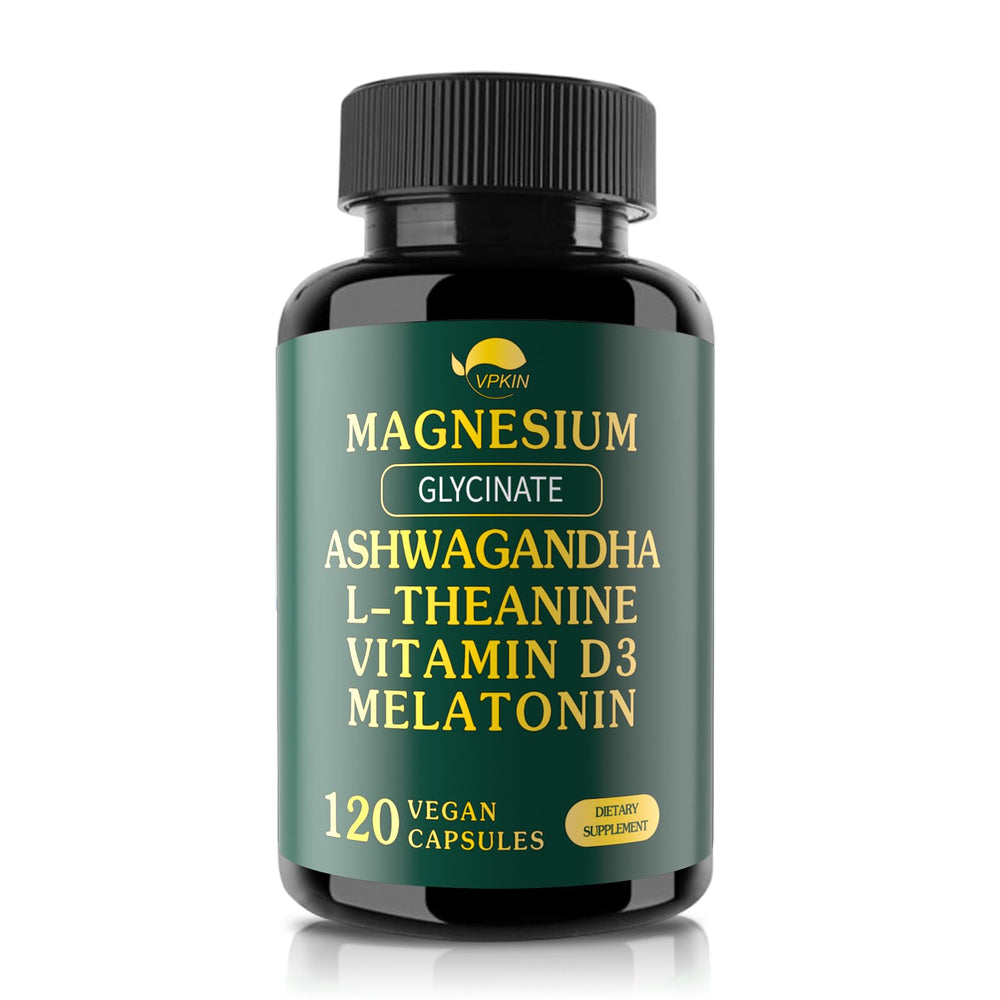 VPKIN Magnesium Ashwagandha 5-in-1 supplement bottle front