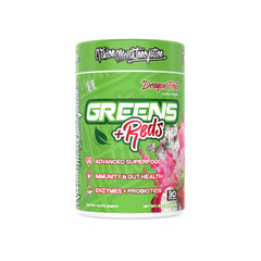 Product image showing greens and reds superfood ingredients for immunity and gut health