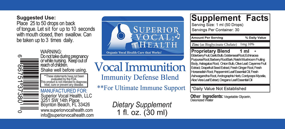 Front view of SVH Vocal Immunition bottle