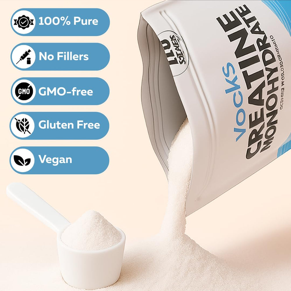Nutrition facts label for Vocks Creatine Monohydrate Powder
