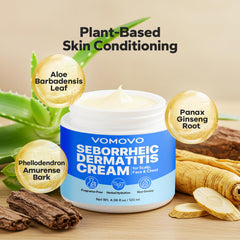 Vomovo Seborrheic Dermatitis Cream application demonstrates soothing daily-use formula for scalp and body.