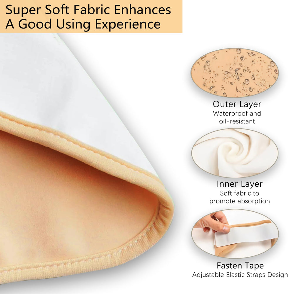 Adjustable elastic strap and wrap securing the castor oil pads