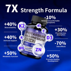 Nutrition facts panel for VPKIN potassium magnesium zinc D3 K2