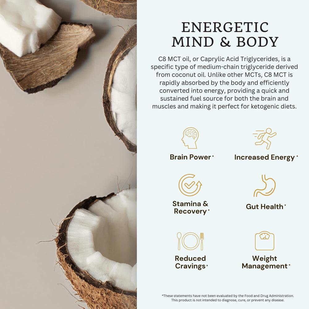 VTC VitaTradingCo Pure C8 MCT Oil in a kitchen for everyday use
