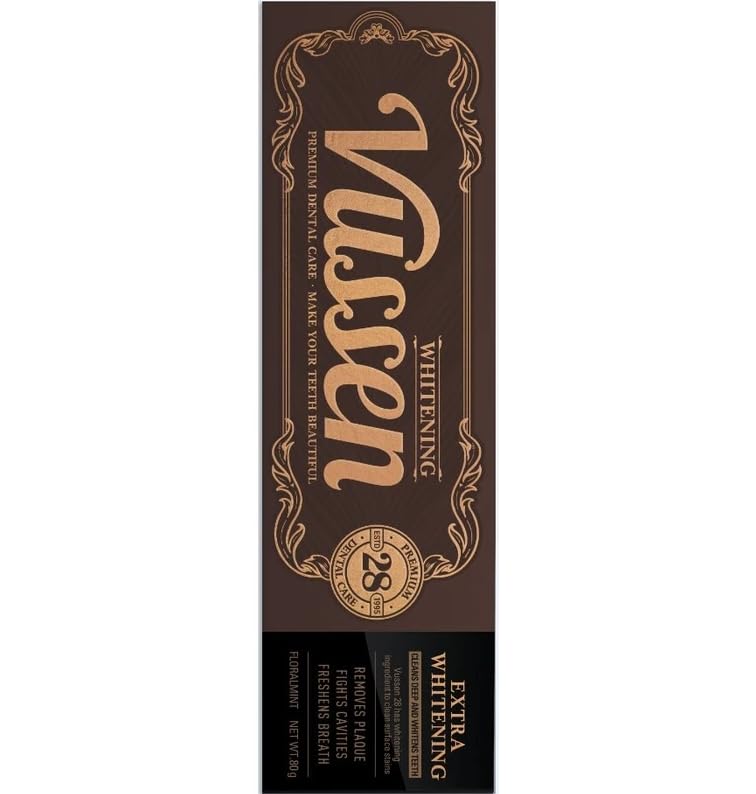Floral Mint branding on Vussen 28 toothpaste tube