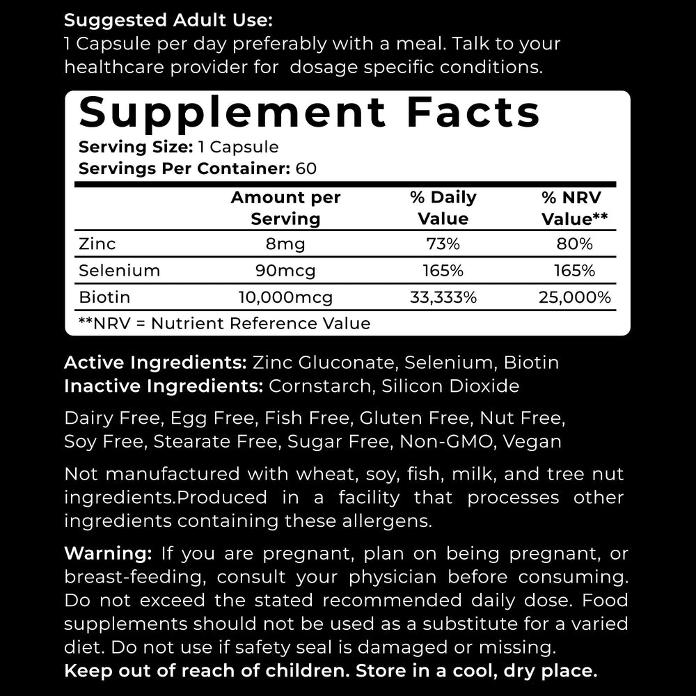 Close-up of Biotin 10,000 mcg capsules