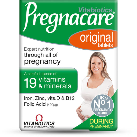 Front view of Vxacen RESSYYT Pregnacare Original 90 tablets bottle
