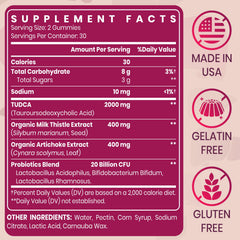 Bottle indicating 60 servings of Vylarithonixa TUDCA Gummy