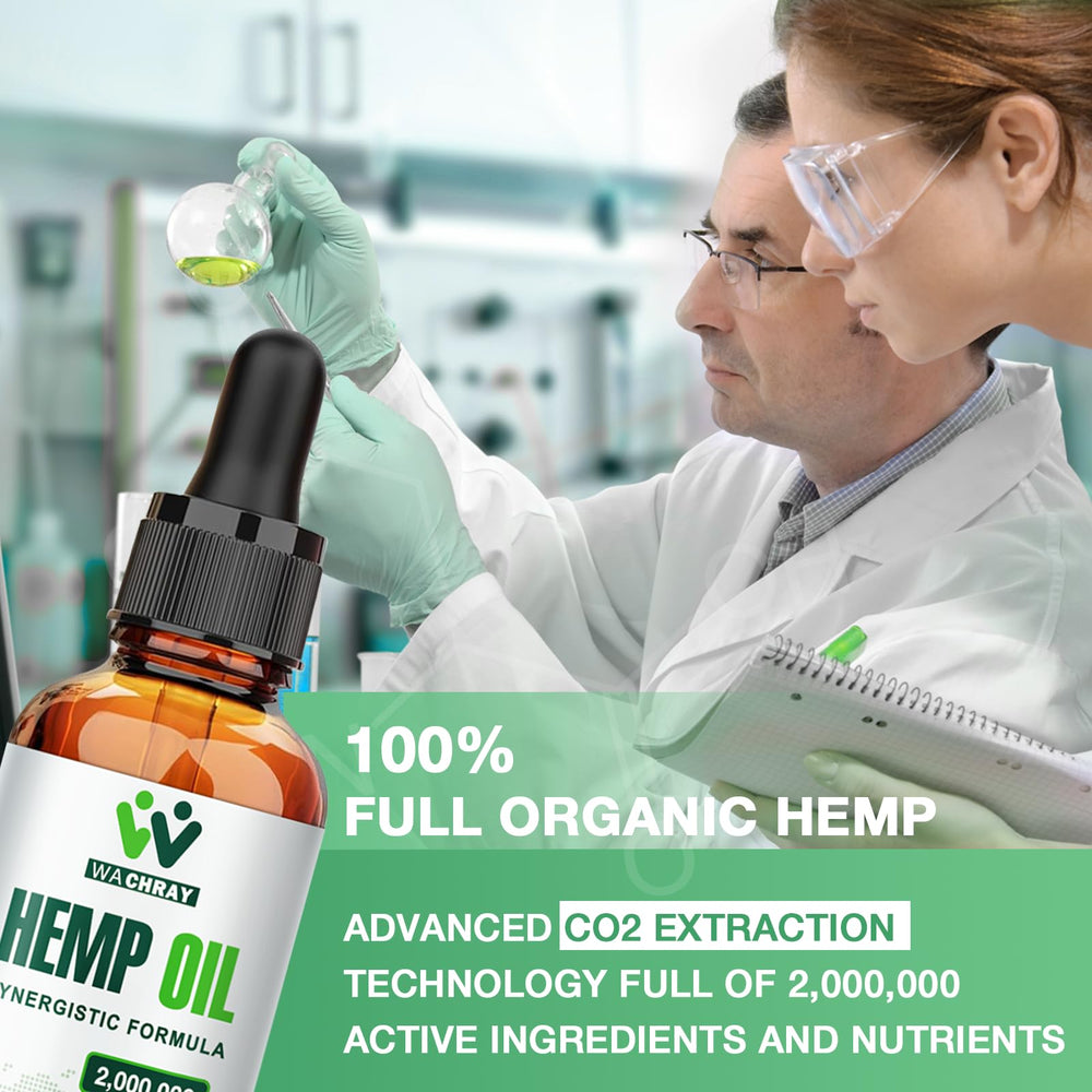 Close-up view of WACHRAY Hemp Oil Drops bottle