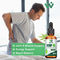 Nutrition facts: vitamins E and B on hemp oil packaging