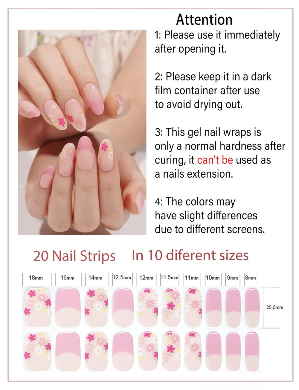 Wahrshei included nail file and sealing strip for precise shaping.