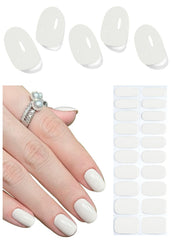 Wahrshei milky white semi cured gel nail strip on natural nail for salon finish