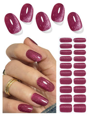 Wahrshei Plum Cat Eye gel nail strips for easy at-home manicures.