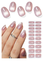 Wahrshei semi-cured gel nail wraps cat eye 20pcs kit for salon-like nails.