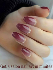 Wahrshei UV gel nail stickers showing the application process for plum ombre.