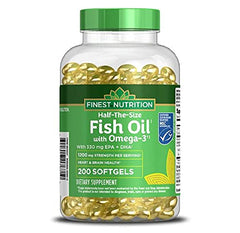 Front view of Walgreens Half-The-Size Fish Oil 1200 mg Softgels bottle
