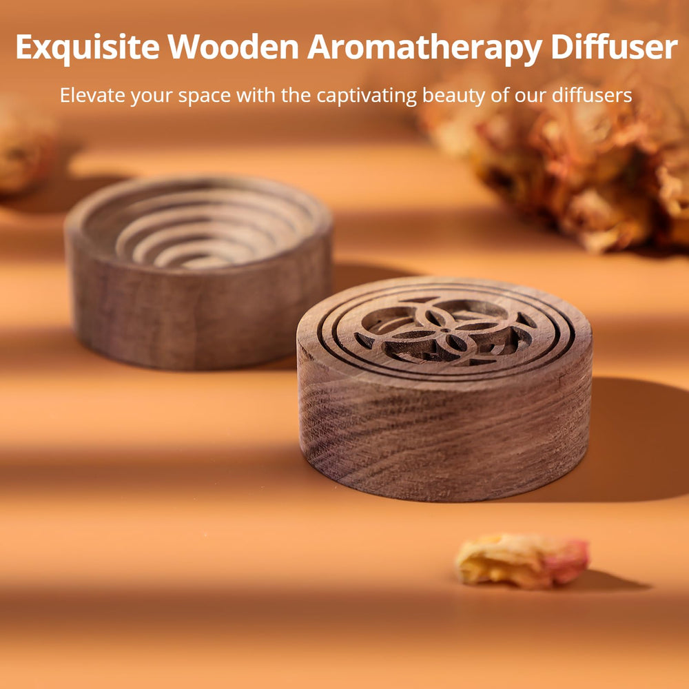 Detail of diffuser’s round shape and wood grain