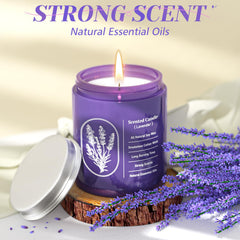 Label and lavender aroma on WarmEmbrace candle jar