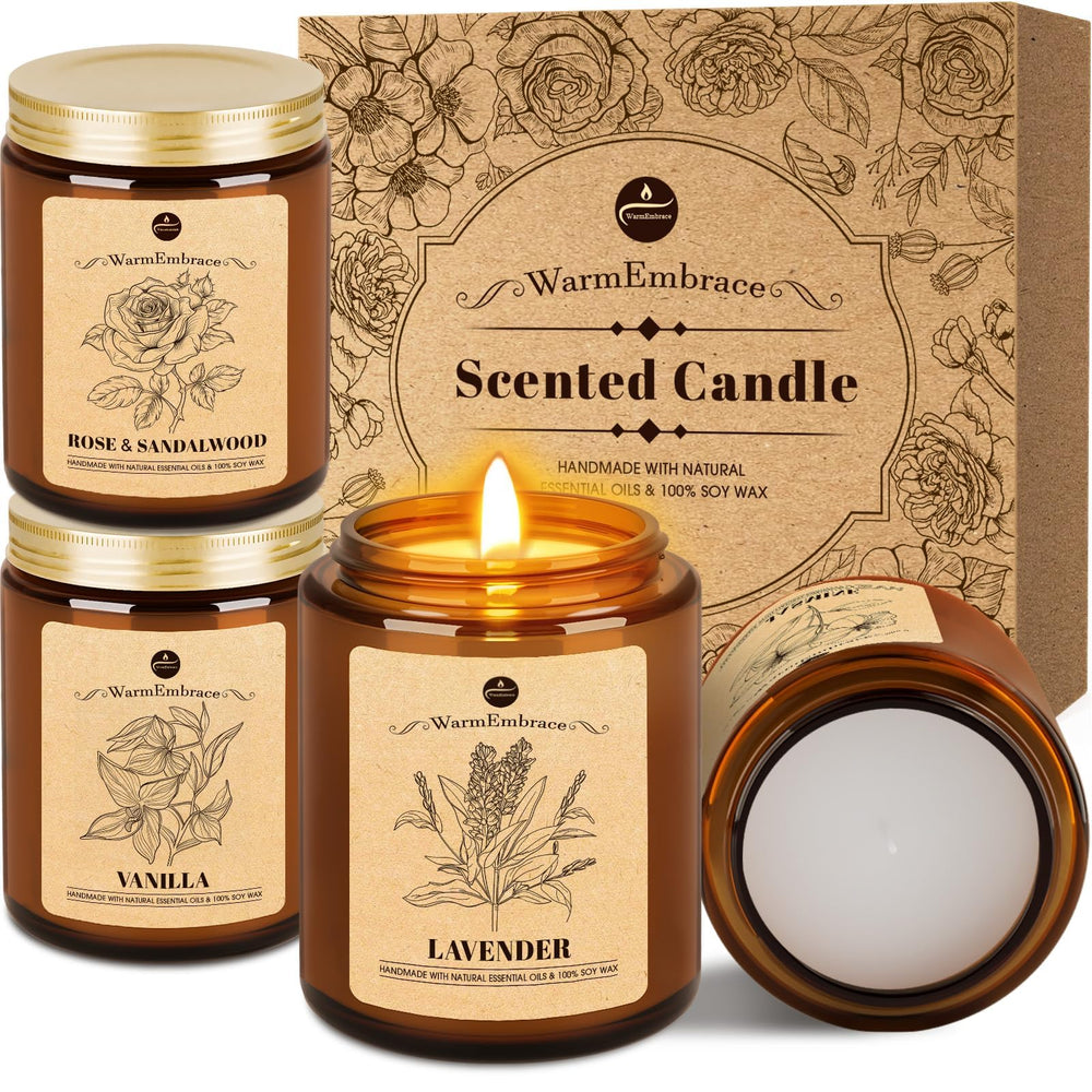 Close-up of WarmEmbrace Lavender Candles 4-pack jars