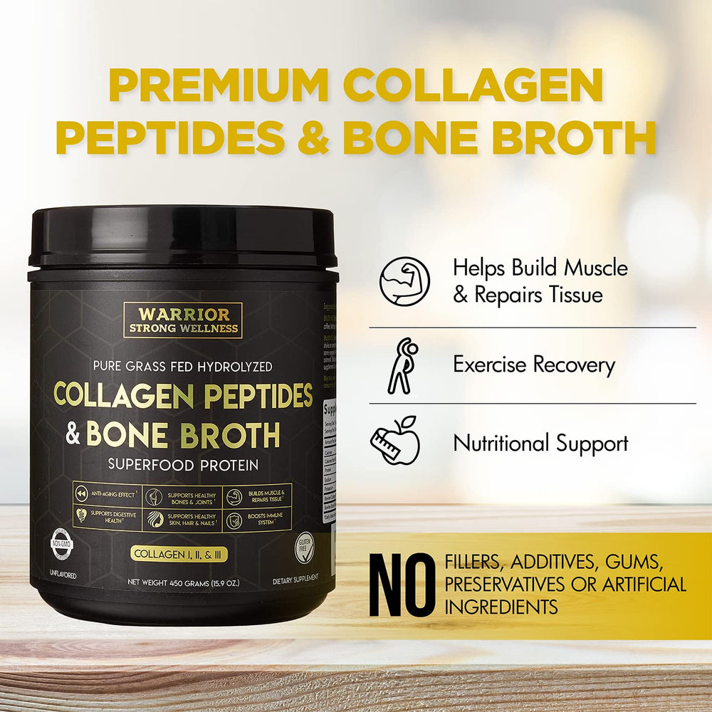 Visual suggesting benefits for skin, nails, hair, and joints.