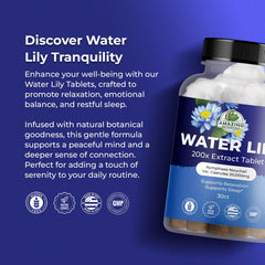 Ingredients and supplement facts chart for Water Lily tablets