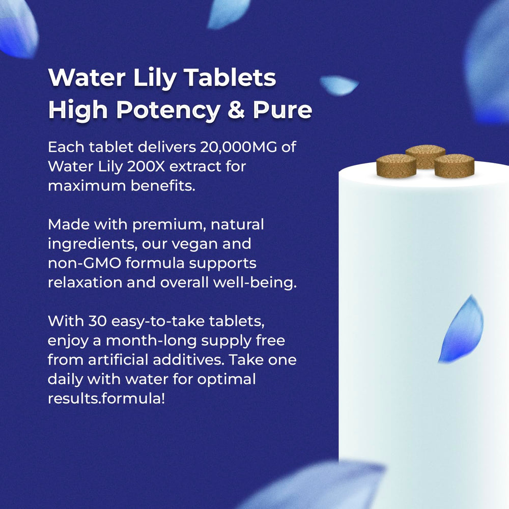 Nightstand scene with Water Lily tablets for sleep support