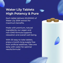 Nightstand scene with Water Lily tablets for sleep support