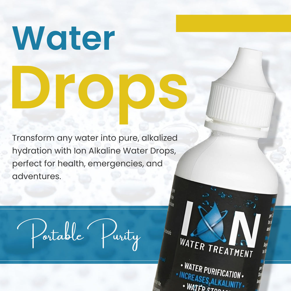 Purifying water treatment drops with packaging