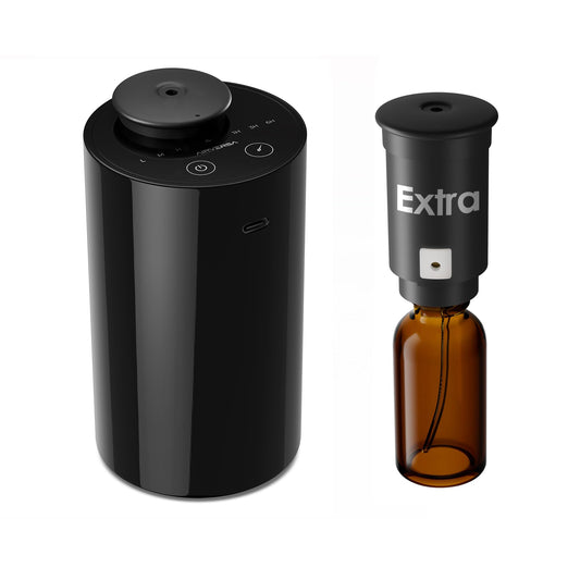 Waterless essential oil diffuser device