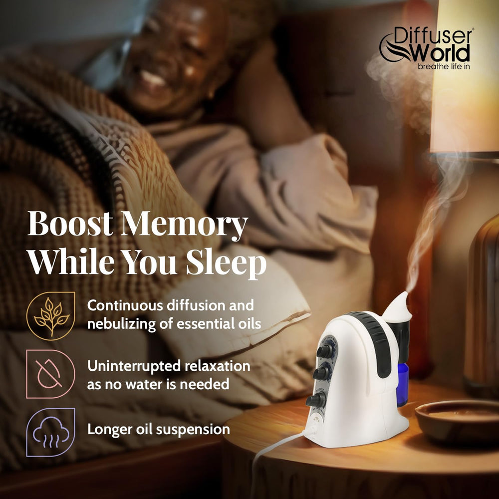 Black waterless diffuser integrated into modern home decor
