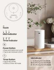 Diffuser with three mist levels and timer options